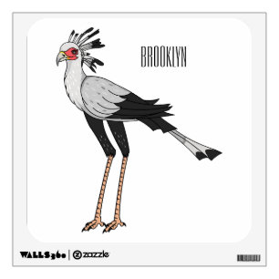 Secretary bird cartoon illustration wall decal