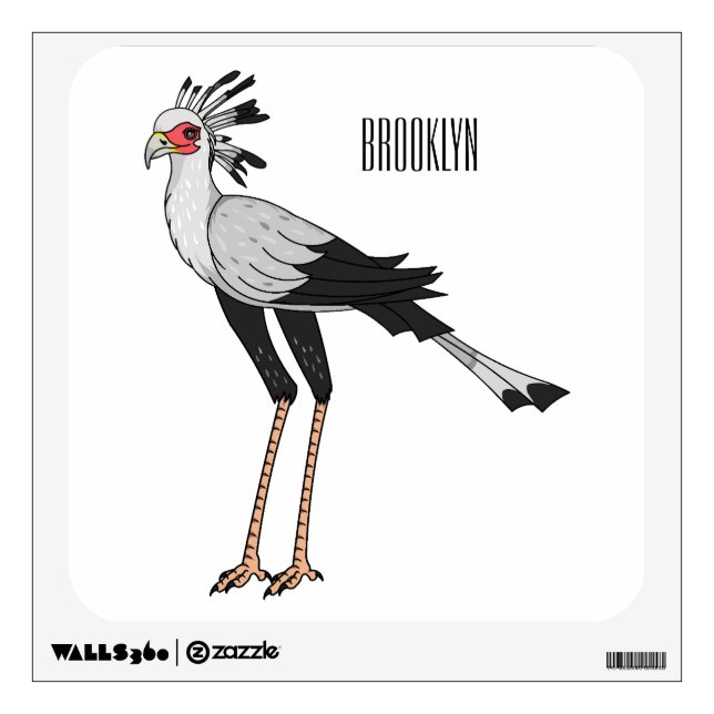 Secretary bird cartoon illustration wall decal (Front)