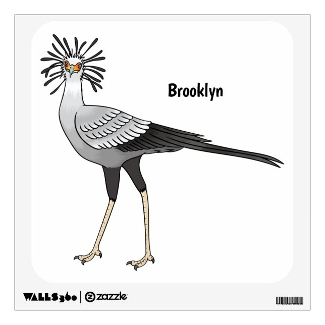 Secretary bird cartoon illustration  wall decal (Front)