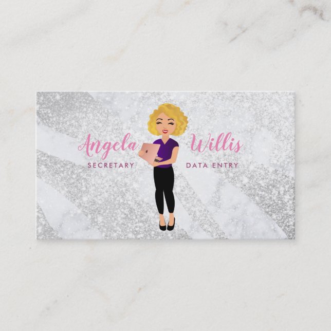 Secretary Blonde lady logo Business Cards (Front)