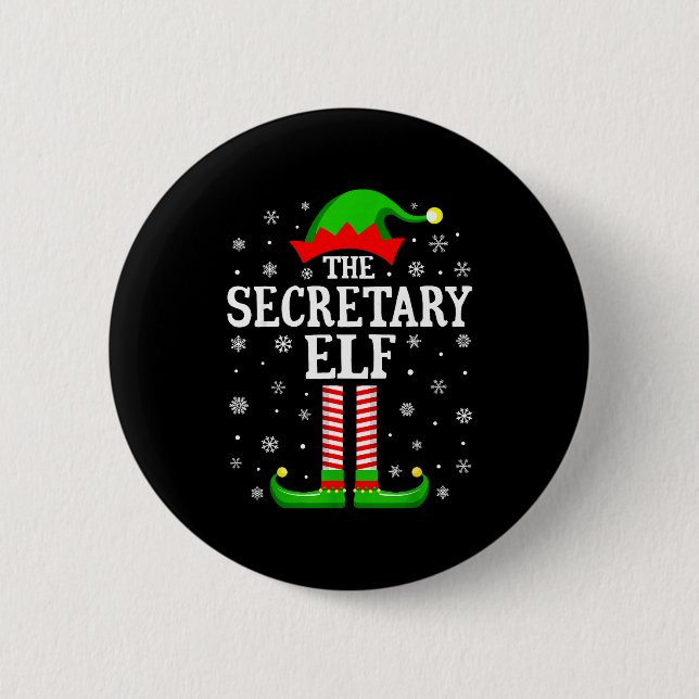 Secretary Elf Funny Christmas Family Matching  Button (Front)