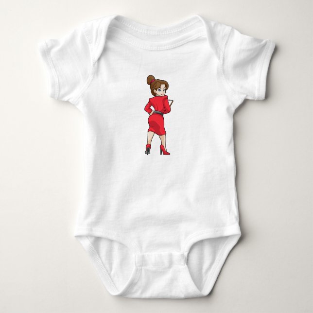 Secretary in Dress with High Heels Baby Bodysuit (Front)