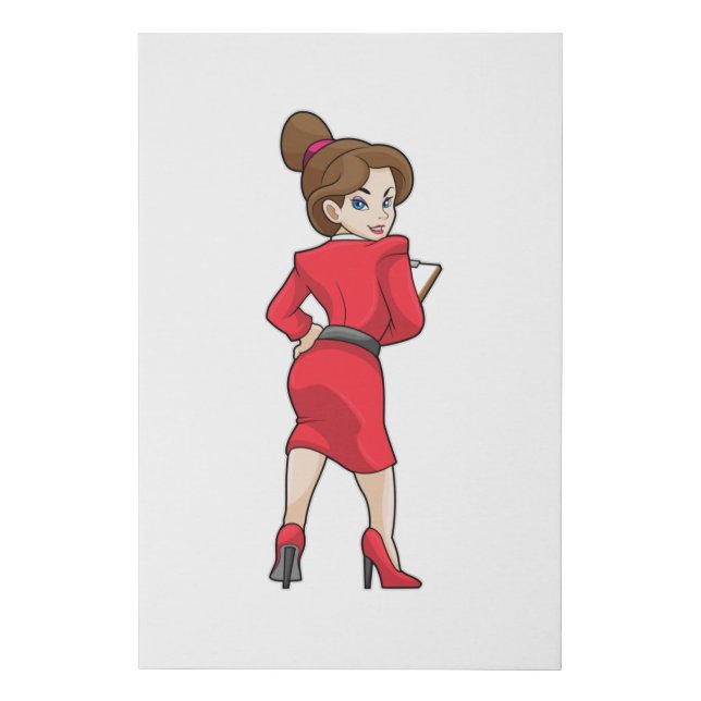 Secretary in Dress with High Heels Faux Canvas Print (Front)