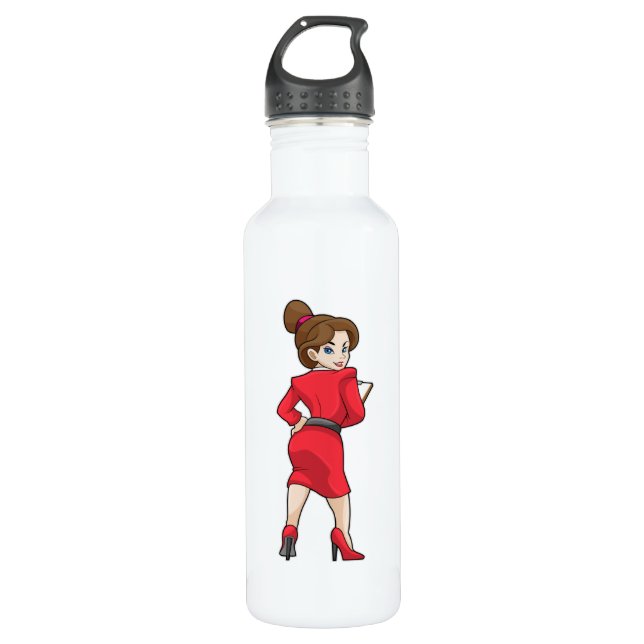 Secretary in Dress with High Heels Stainless Steel Water Bottle (Front)