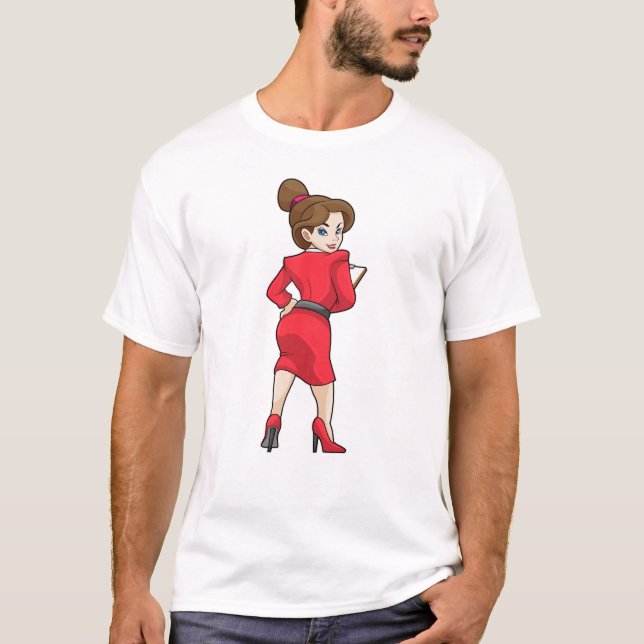 Secretary in Dress with High Heels T-Shirt (Front)