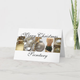 Secretary merry christmas gold on white christmas holiday card
