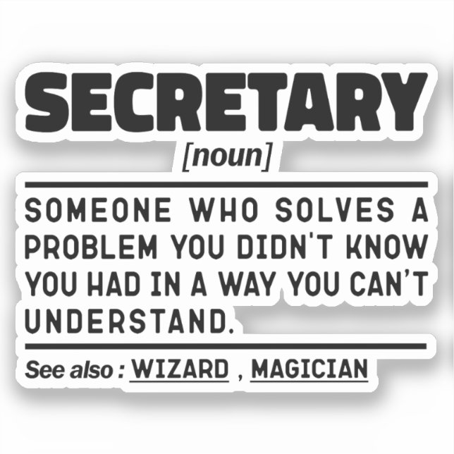 Secretary Noun Definition Business Assistant Cute Sticker (Front)