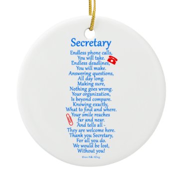 Secretary Thank You Ceramic Ornament Secretary Thank You Ceramic Ornament