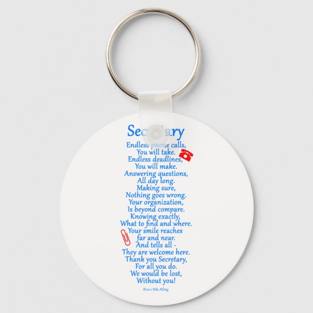 Secretary  Thank You Keychain (Front)