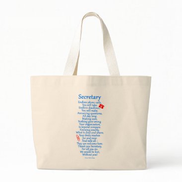 Secretary Thank You Large Tote Bag Secretary Thank You Large Tote Bag