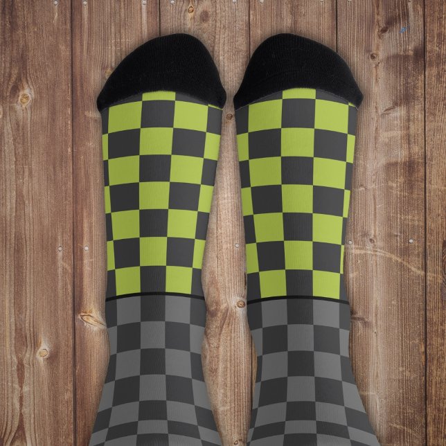 Secretly Wild check gray green on gray Socks (Creator Uploaded)