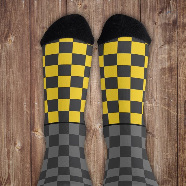 Secretly Wild check gray yellow on gray Socks (Creator Uploaded)