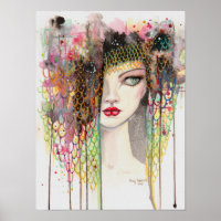 Secrets Modern Gypsy Fantasy Art Woman Watercolor Poster