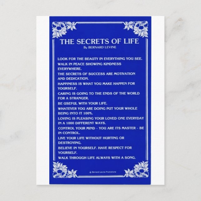SECRETS OF LIFE By BERNARD LEVINE Postcard (Front)