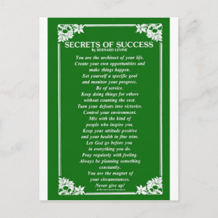 SECRETS OF SUCCESS By BERNARD LEVINE Postcard
