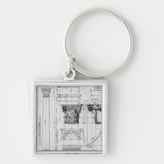 Section and elevation of a composite column keychain (Front)