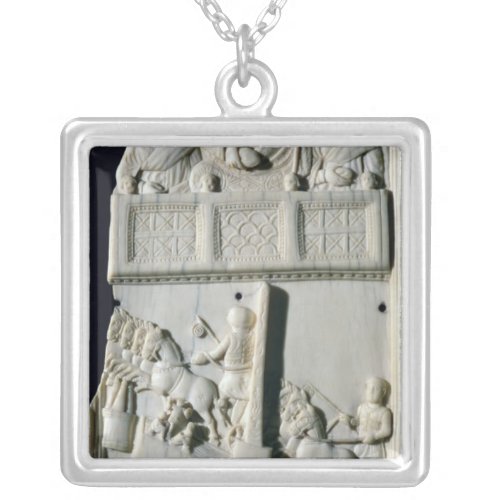 Section of a diptych silver plated necklace