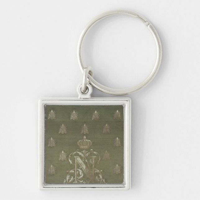 Section of green and gold damask keychain (Front)