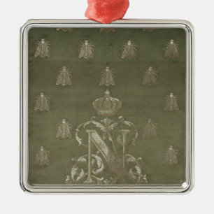 Section of green and gold damask metal ornament