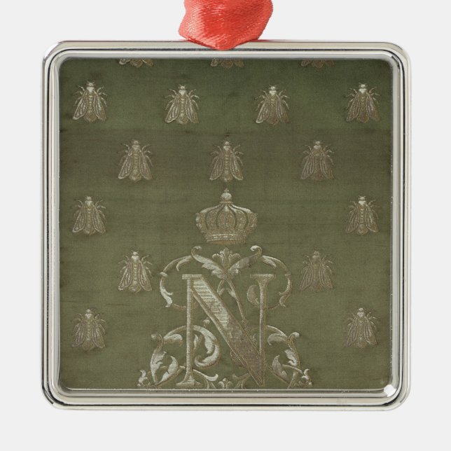 Section of green and gold damask metal ornament (Front)