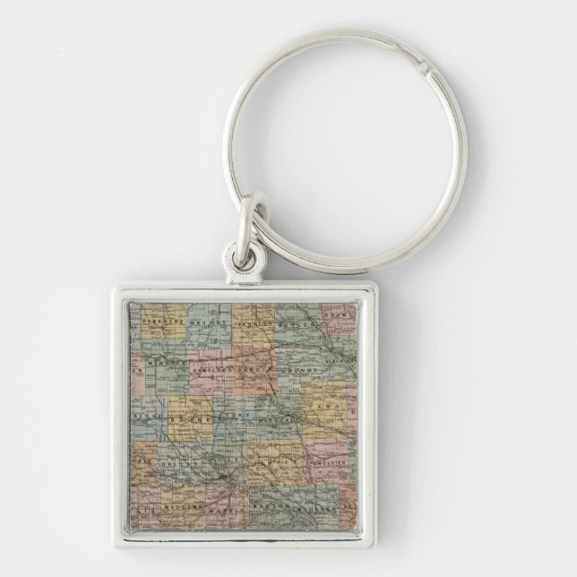 Sectional map of Iowa Keychain (Front)