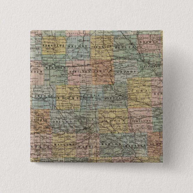 Sectional map of Iowa Pinback Button (Front)