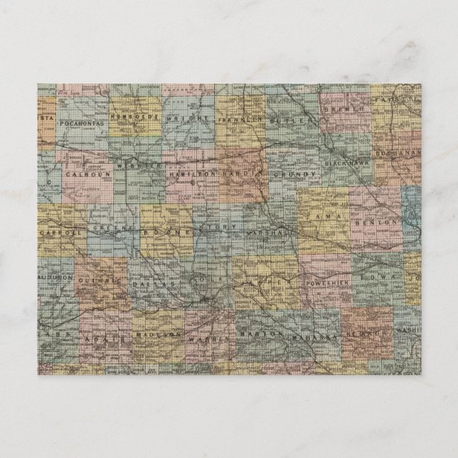 Sectional map of Iowa Postcard (Front)