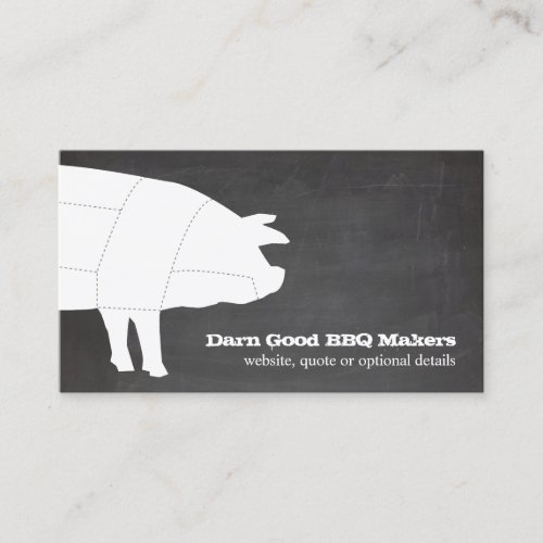 Sectioned BBQ Pig Chalk Board  Black and White Business Cards