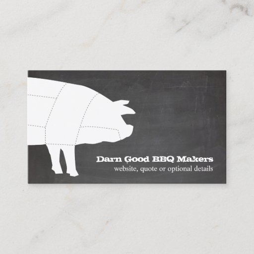Customizable Sectioned BBQ Pig Chalk Board Black and White Business Cards