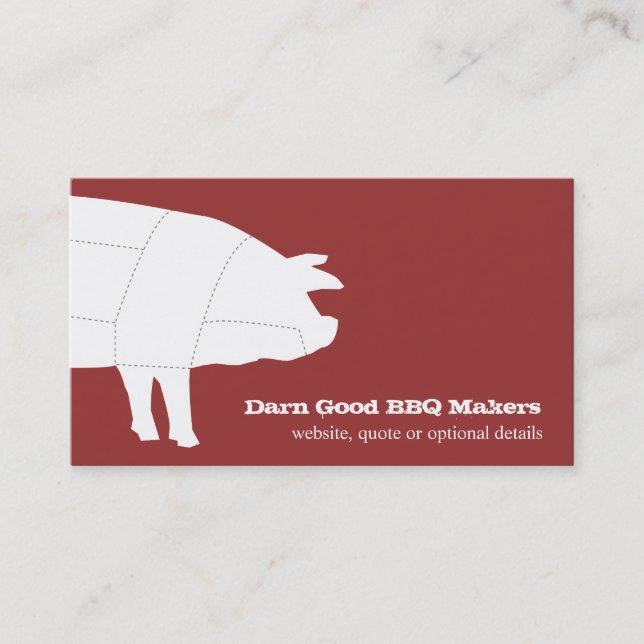 Sectioned BBQ Pig Red Business Card (Front)