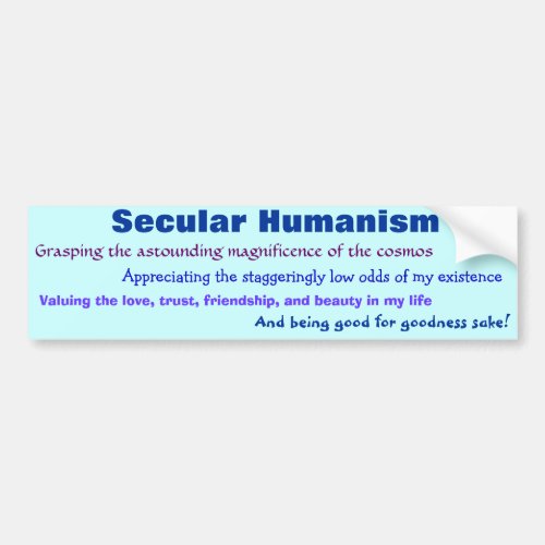 Secular Humanism Bumper Sticker