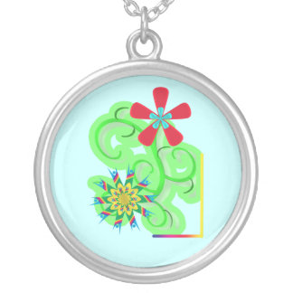 Secular Humanist & Atheist Symbol Flowers Silver Plated Necklace