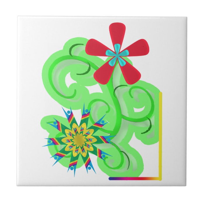 Secular Humanist & Atheist Symbol Flowers Ceramic Tiles