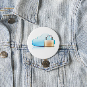 Secure Cloud Storage Icon with Padlock Button