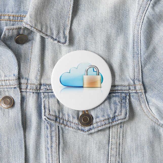 Secure Cloud Storage Icon with Padlock Button (Creator Uploaded)