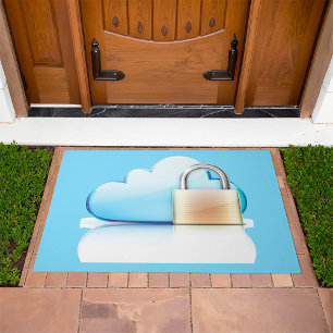Secure Cloud Storage Icon with Padlock Doormat