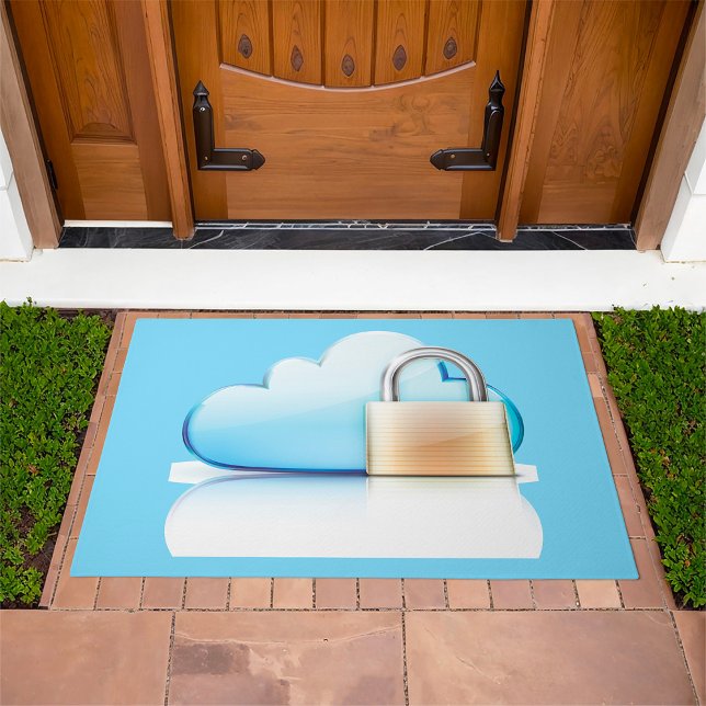 Secure Cloud Storage Icon with Padlock Doormat (Creator Uploaded)