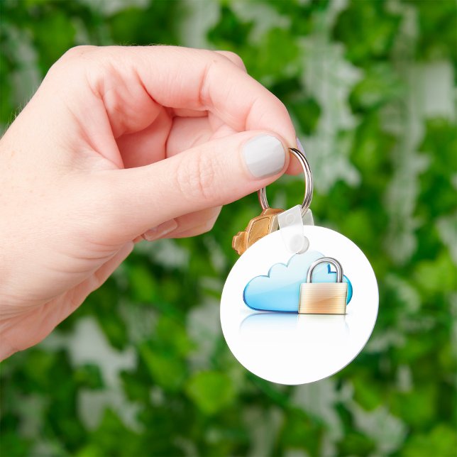 Secure Cloud Storage Icon with Padlock Keychain (Creator Uploaded)