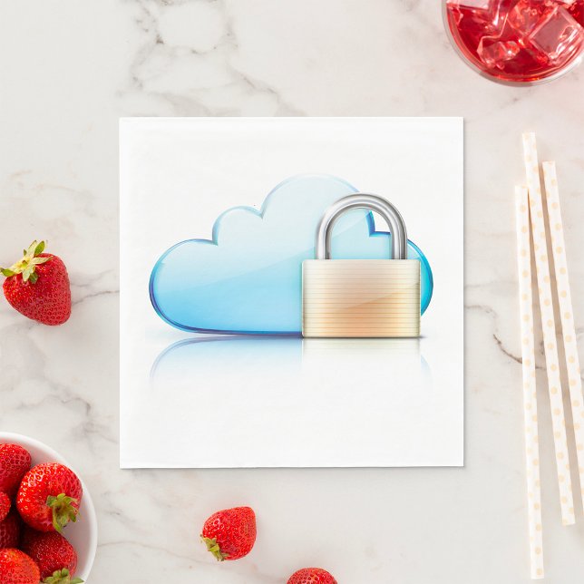 Secure Cloud Storage Icon with Padlock Napkins (Creator Uploaded)