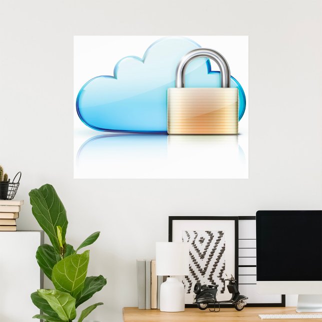 Secure Cloud Storage Icon with Padlock Poster (Creator Uploaded)