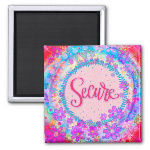 Secure Pink Pretty Fun Floral Inspirivity Magnet