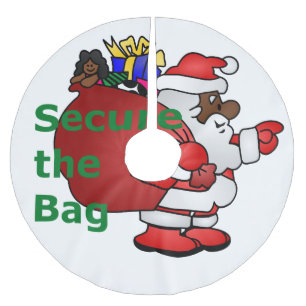 secure the bag black santa tree skirt