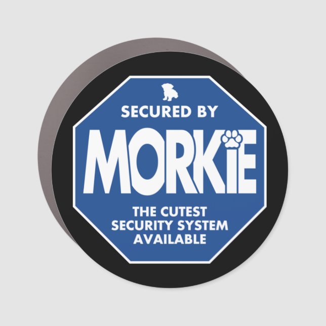 Secured by Morkie Car Magnet (Front)