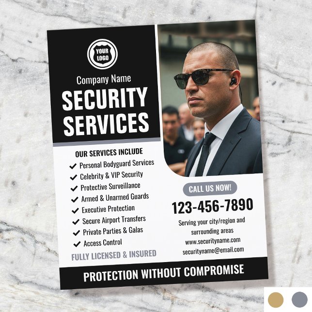 Security Bodyguard Services Company Logo Gray Flyer (Creator Uploaded)