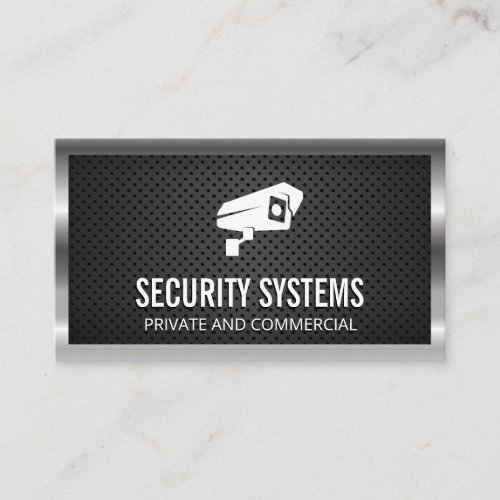 Security Camera Icon  Metal Border Mesh Business Card