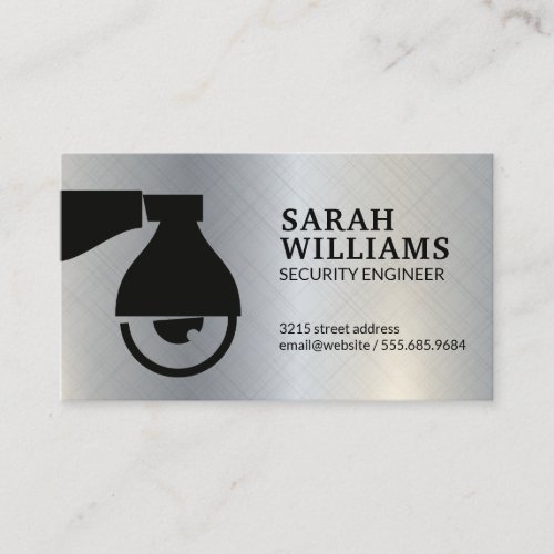 Security Camera icon  Metallic Background Business Card