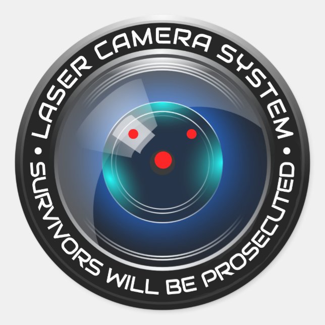 Security Camera Laser System Surveillance Humor Classic Round Sticker (Front)