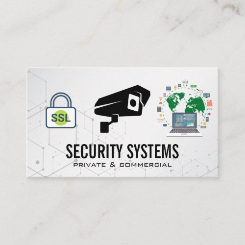 Security Camera  Lock  Data Security Global Business Card