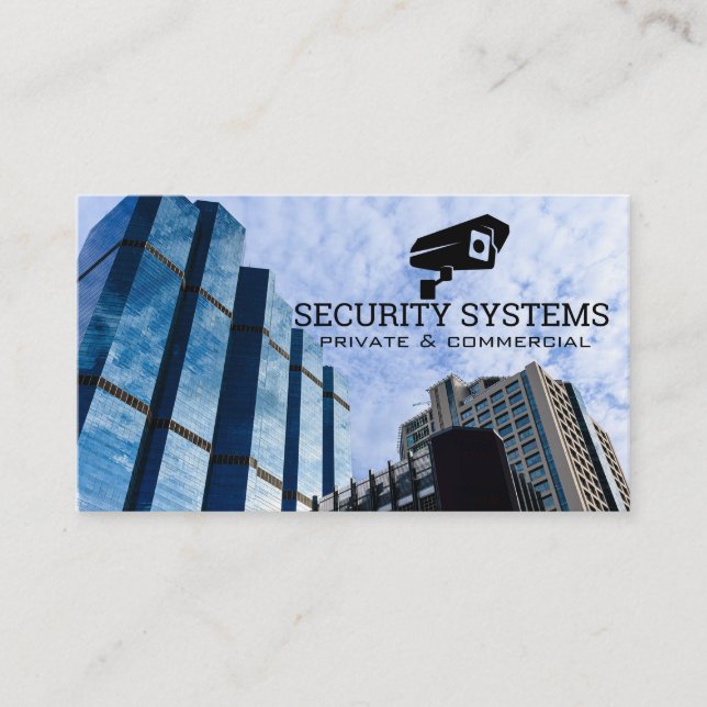 Security Camera Logo | Corporate Sky Scrapers Business Card (Front)