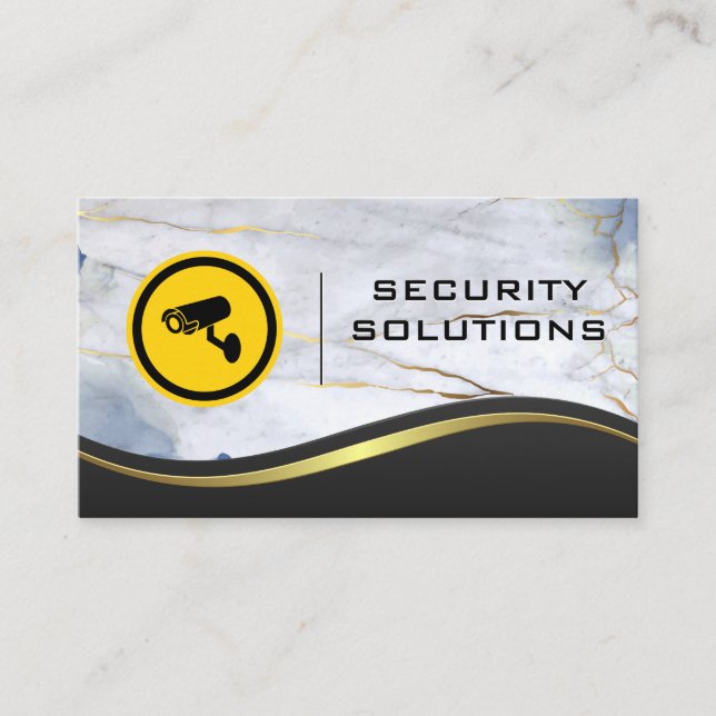 Security Camera Logo | Metal Marble Business Card (Front)